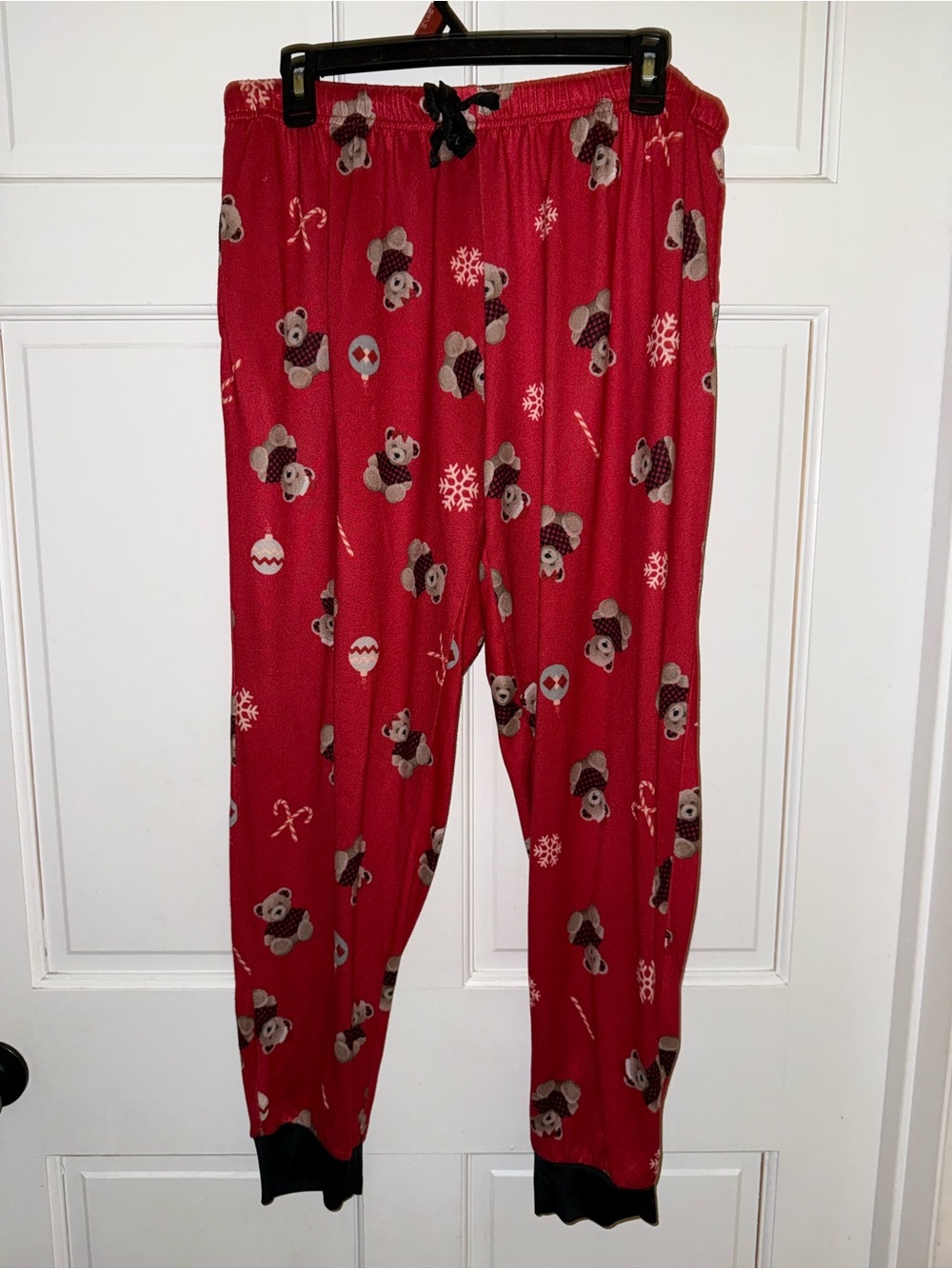 dearfoams Red Bear Print Women's Pajama Pants with Black Cuffs